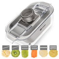 KEOUKE Transparent Multifunctional Mandoline Slicer - 6 Blades Interchangeable, Handheld Vegetable Cutter with Hand Guard for Kitchen, Onion, Garlic, Safe Food Slicer