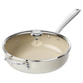 Redchef Ceramic Saute Pan with Lid, Nonstick Deep Frying Pan, 5QT Jumbo Cooker with Helper Handle & Lid, Non Toxic Ceramic Cooking Pan, Chef Pan, Dishwasher & Oven Safe, PFAS PFOA & PTFE Free