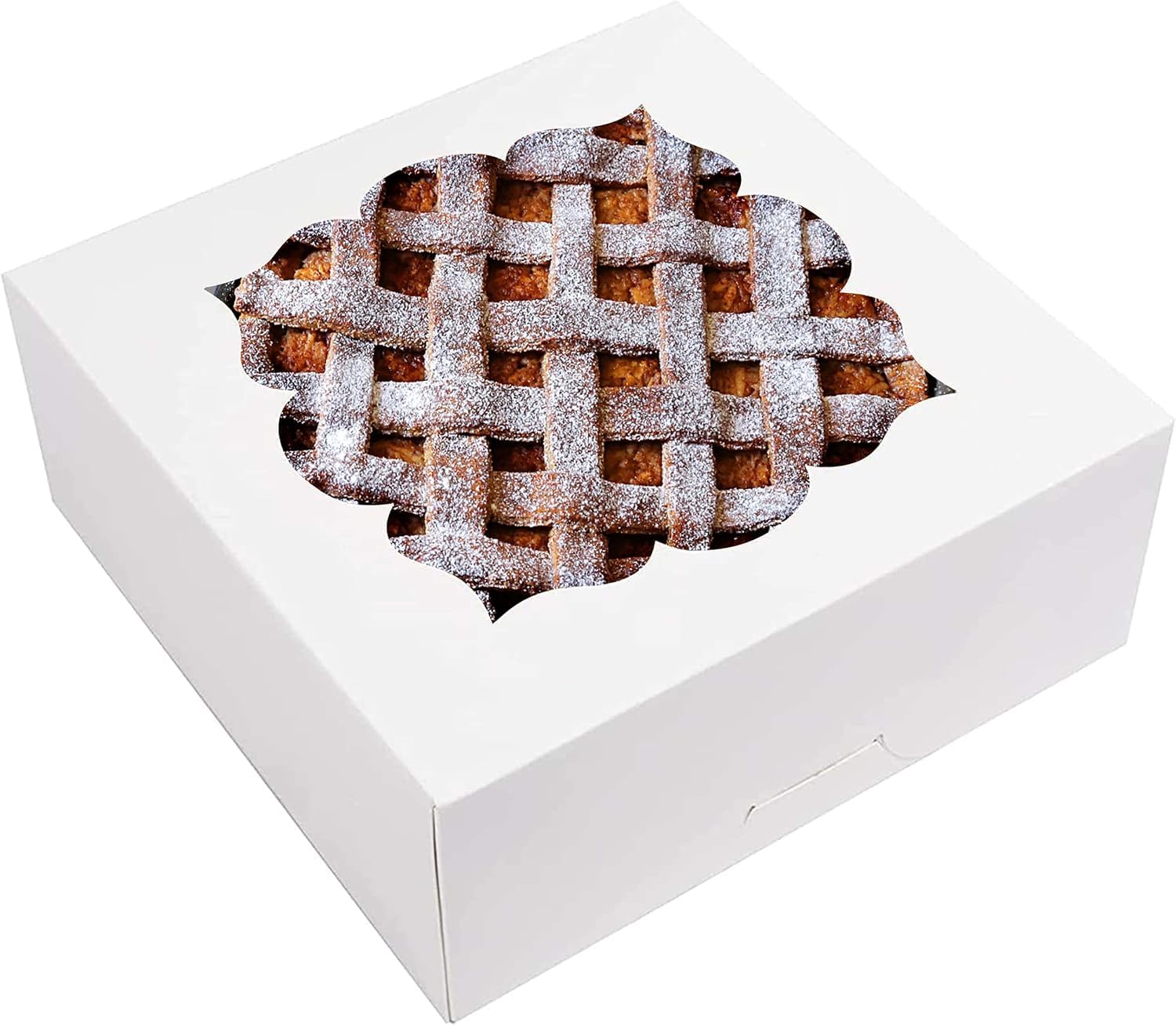 Valentine Gift 20 Pack Pie Boxes 10x10x3inch Bakery Boxes with Window Dessert Pastry Box for Pies,Cheesecakes and Chocolate Covered Strawberries (White)