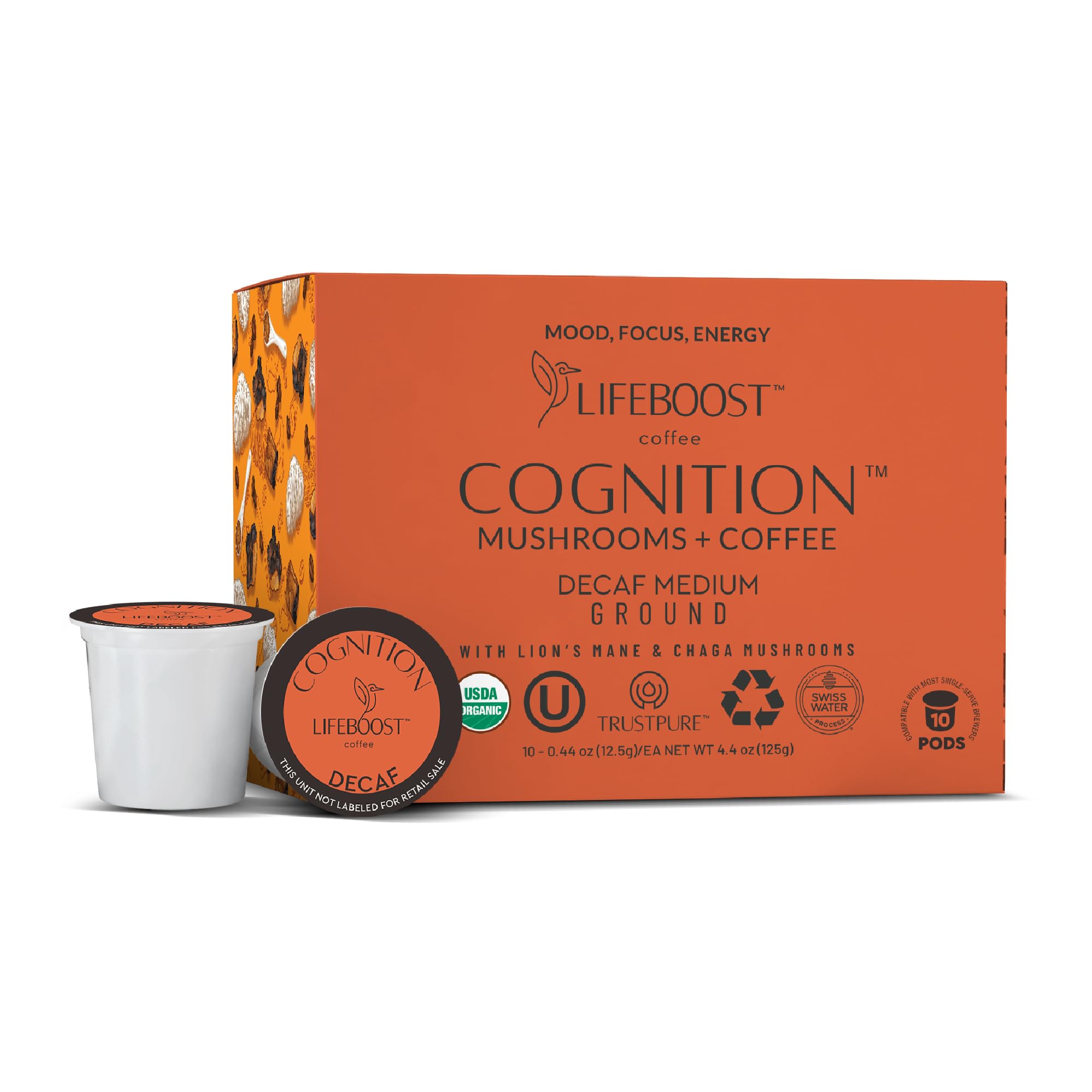 Lifeboost Medium Roast Low Acid Coffee K Cups - Single Origin Mold Free Non-GMO Organic Coffee Pods - Compatible with Keurig & Keurig 2 Machines - 10 Count