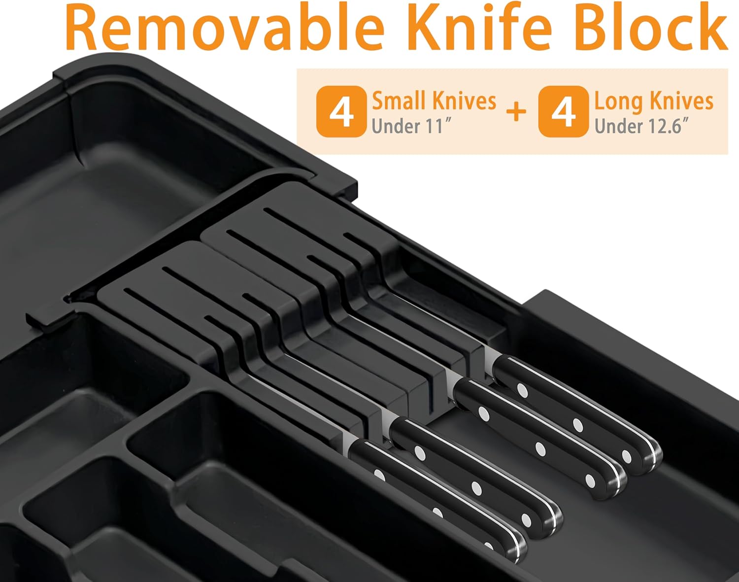Homecor Silverware Organizer + Utensil Drawer Organizer for Kitchen Black