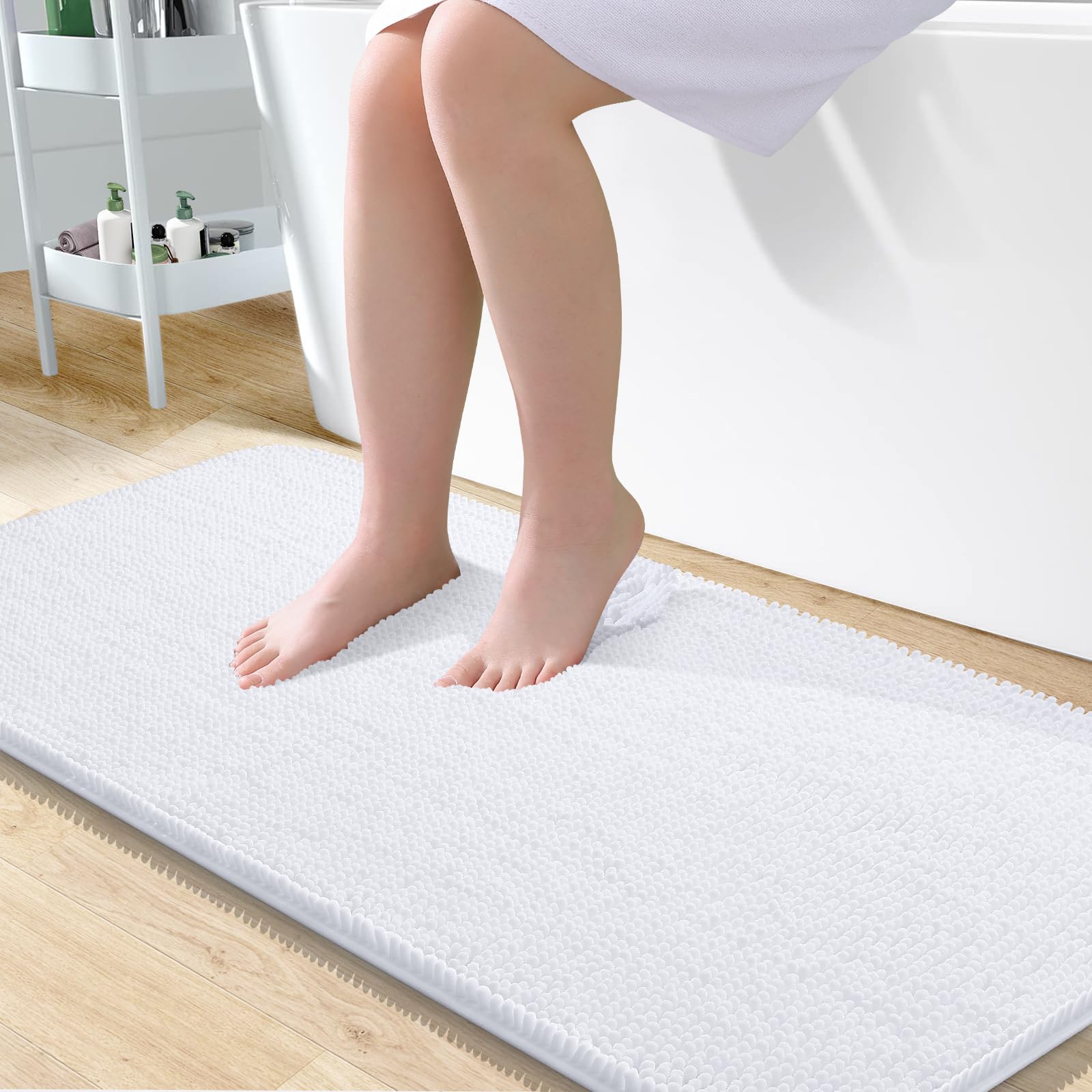 OLANLY Bathroom Rugs 30x20, Extra Soft Absorbent Chenille Bath Rugs, Rubber Backing Quick Dry, Machine Washable Bath Mats for Bathroom Floor, Tub and Shower, Home Decor Accessories, Grey