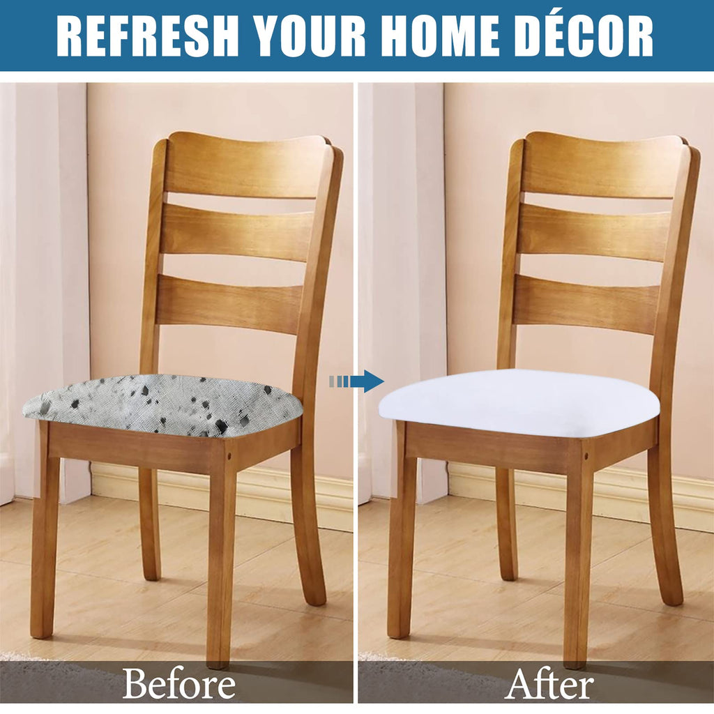 Smiry Velvet Seat Covers for Dining Room Chair Set of 4, Stretch Fit Removable Washable Chair Seat Cushion Protector Slipcovers with Ties, Black