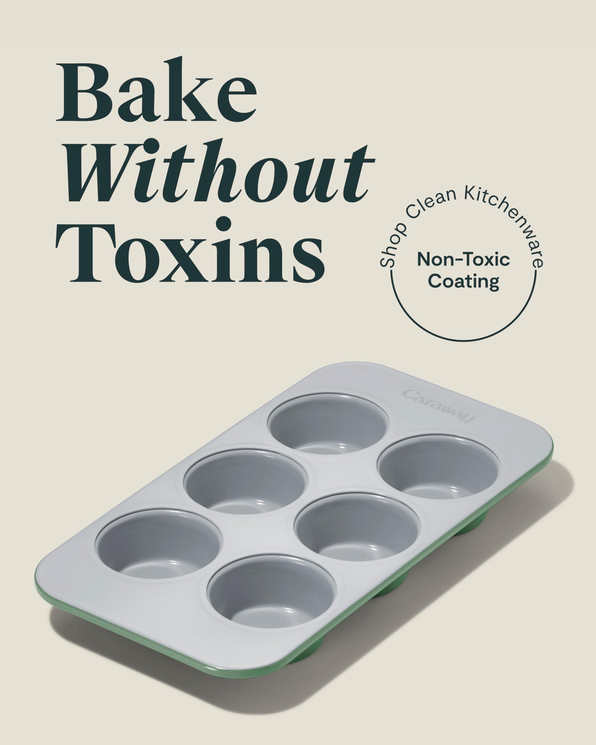 Caraway Non-Stick Ceramic 12-Cup Muffin Pan - Naturally Slick Ceramic Coating - Non-Toxic, PTFE & PFOA Free - Perfect for Cupcakes, Muffins, and More - Cream