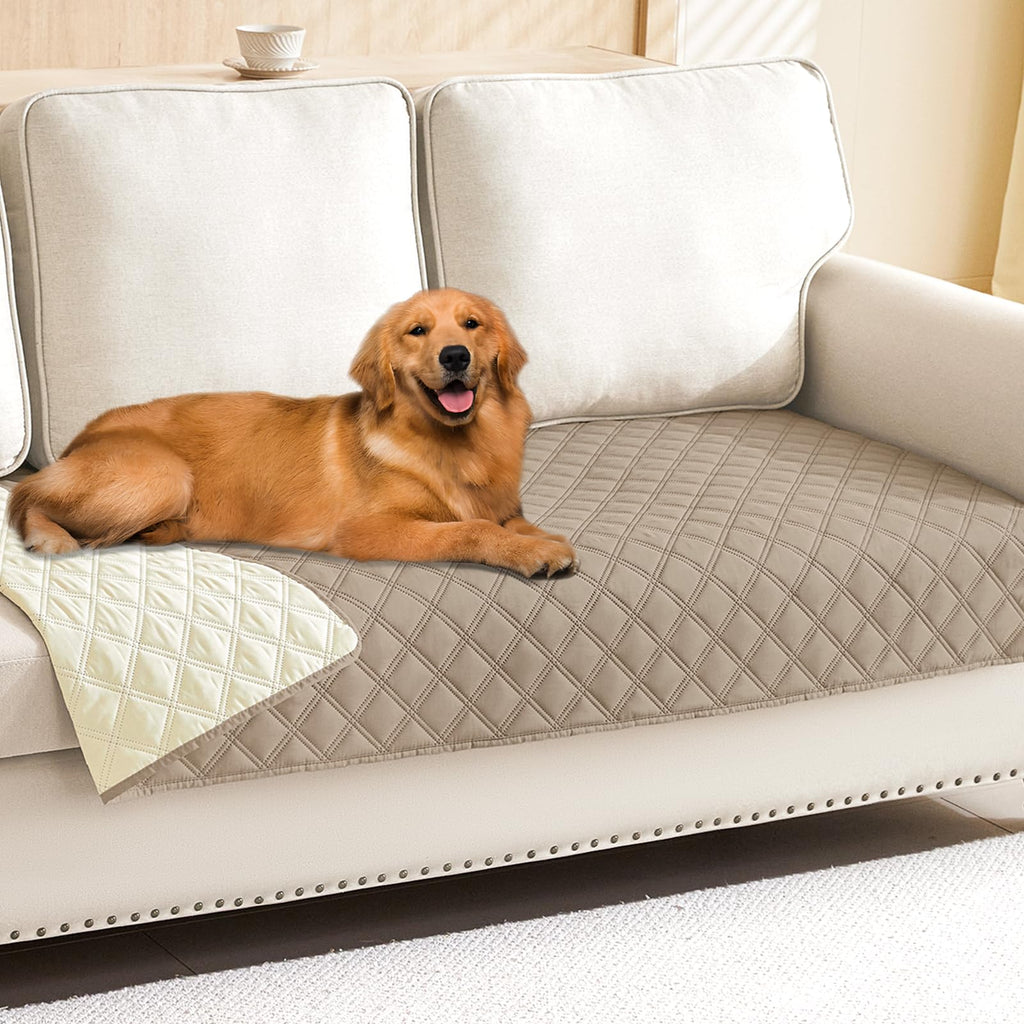 Smiry Waterproof Couch Covers for Dogs Washable, Reversible Pet Couch Covers for 3 Cushion Sofa Pet Friendly, Soft Sofa Furniture Protector for Dogs Cat Kids, Checkered (30"x70", Grey/Dark Grey)