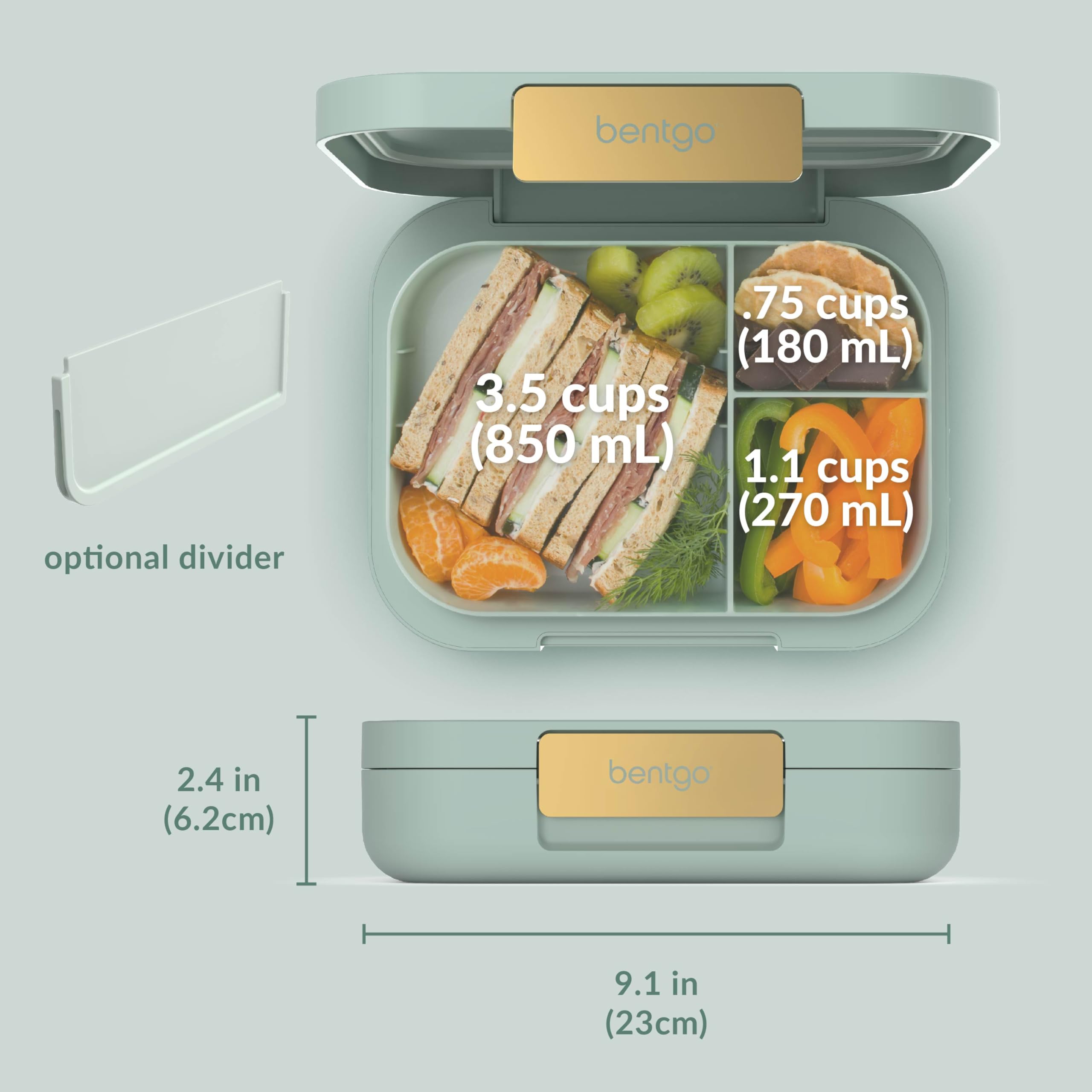 Bentgo Modern - Adult & Teen Bento Lunch Box; 3-4 Compartments, Leak-Resistant, 5.5 Cup Capacity/44 fl oz, Improved Locking Clips, Reusable, BPA-Free, Dishwasher/Microwave Safe Tray (Dark Gray)