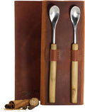 2 Coffee Spoons Set, Made from Coffeewood Handcrafted and sealed with beeswax, Long Handle Coffee Spoon, Stainless Steel with wooden handle Mixing Spoon Handmade