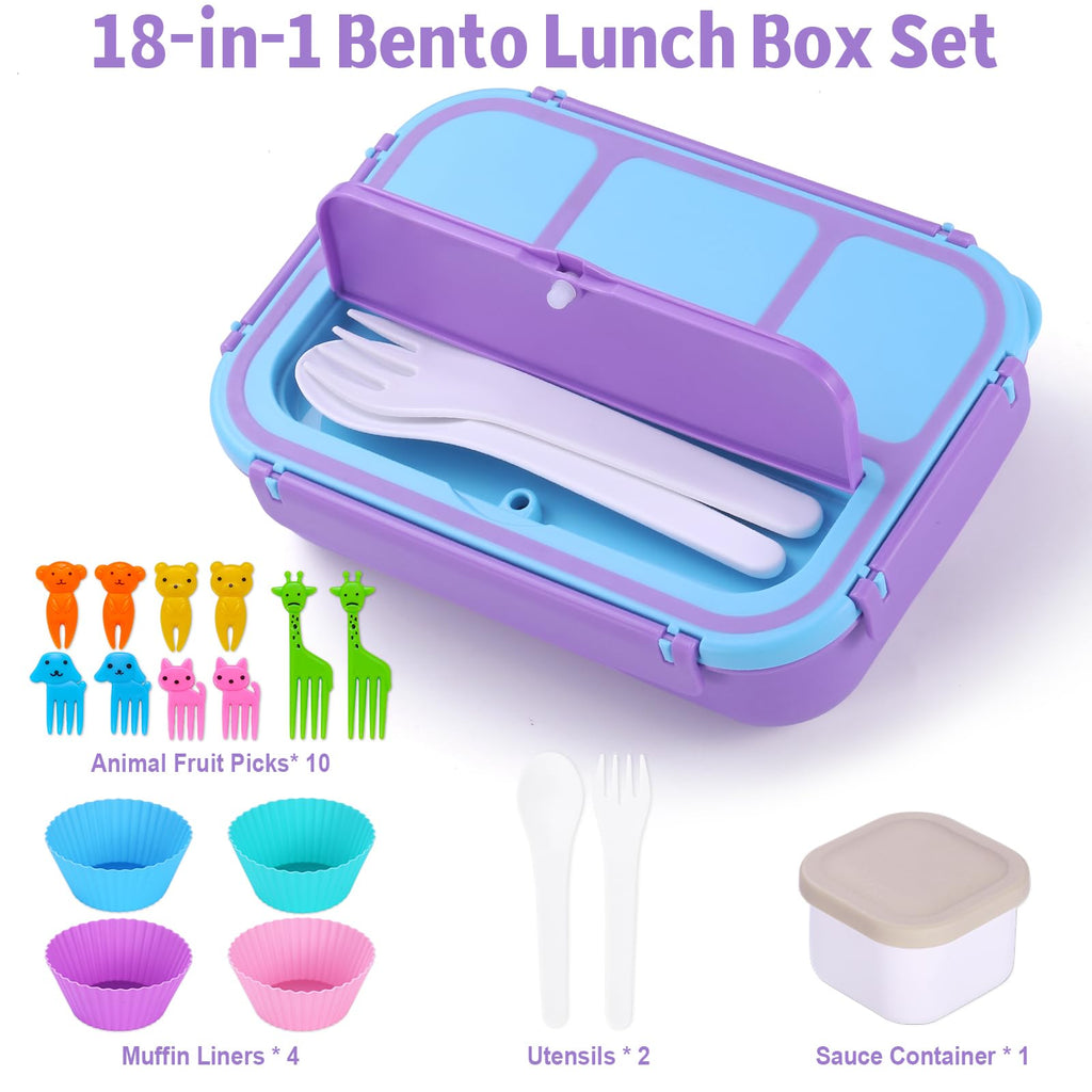 Bento Box Adult Lunch Box, Containers for Adults Men Women with 4 Compartments, Lunchable Food Container with Utensils, Sauce Jar, Muffin Liners, 40 Oz/5 Cup, Microwave & Dishwasher Safe, Brown