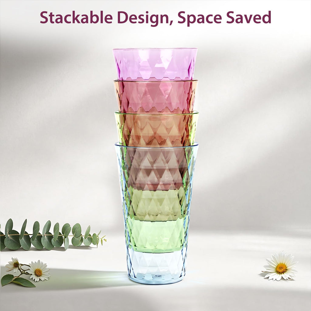 Freshmage 8 Pack 20 oz Unbreakable Plastic Drinking Glasses, All-Clear Reusable Drinking Cups- BPA Free, Dishwasher & Microwave Safe, Stackable Tumblers for Home, Outdoor, Camping, Picnic, Pool