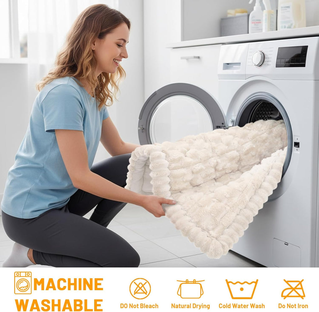 Smiry Couch Covers for Dogs Washable, Non Slip Fuzzy Pet Couch Covers for Sofa, Soft Thick Sofa Slipcovers Furniture Protector Pet Friendly (Cream, 27.6" x 59")