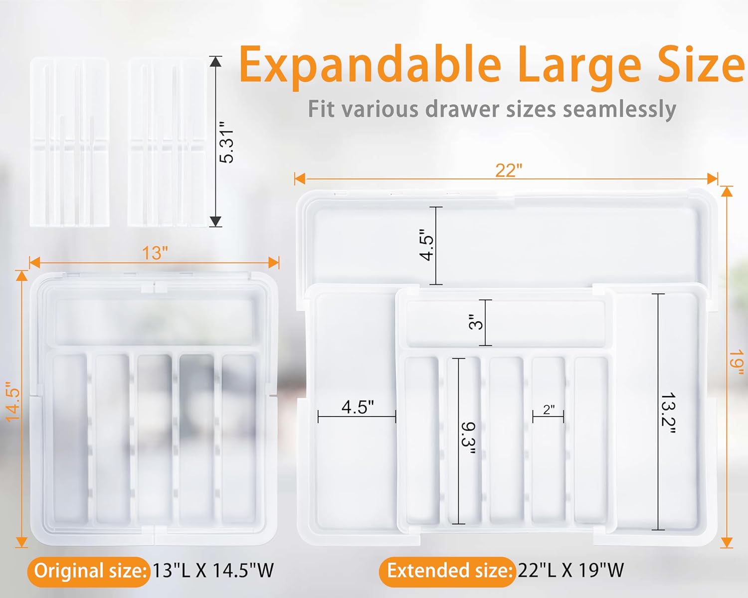 Homecor Silverware Organizer- Expandable Kitchen Drawer Organizer Utensil Holder White