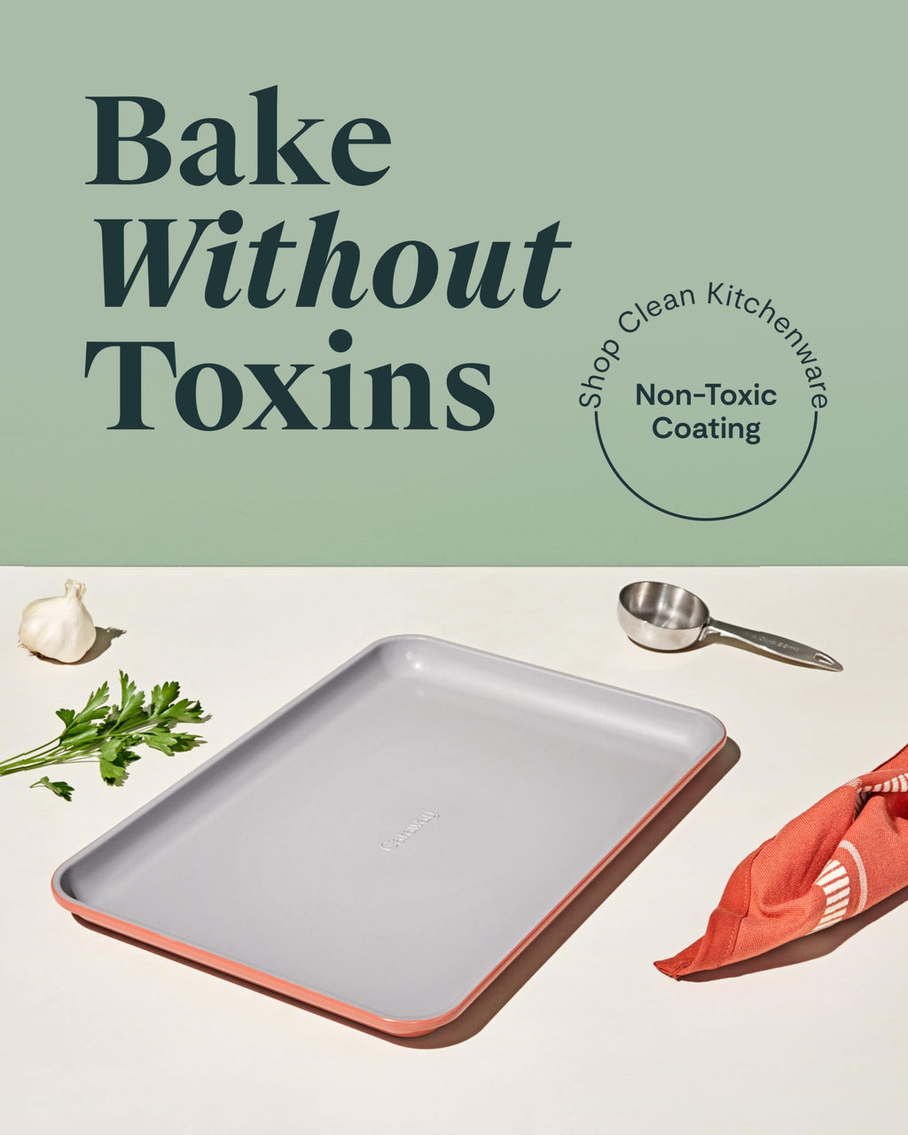 Caraway Non-Stick Ceramic Medium Baking Sheet Duo - Naturally Slick Ceramic Coating - Non-Toxic, PTFE & PFOA Free - Perfect for Baking, Roasting, and More - Medium (15" x 10") - Cream
