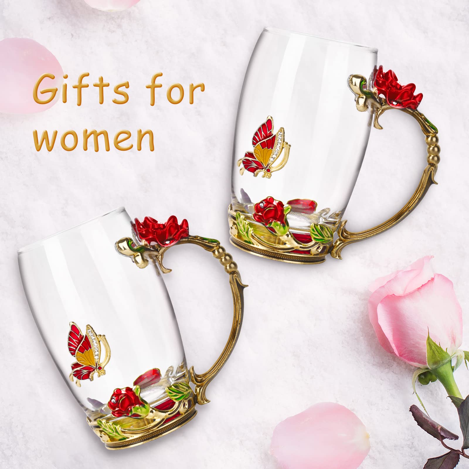 OEAGO Gifts for Mom Women Mothers Day Valentines Day Gifts Glass Coffee Enamels Mug Best Birthday Valentine's for Her Girlfriend Wife from Daughter Son Tea Cup Christmas Stocking Stuffers