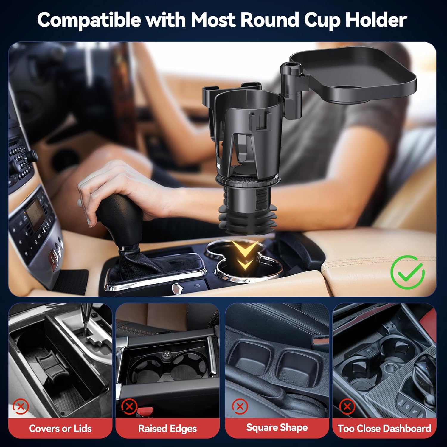 KDD Headphone Stand with Drawer & 3 in 1 Car Cup Holder Expander with Adjustable Base