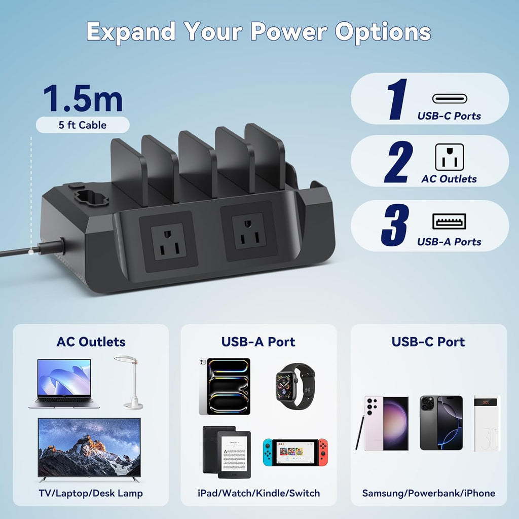 KDD Headphone Controller Stand with Wireless Charging & 6 in 1 Charging Dock with Headphone Stand and Watch Holder