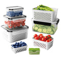 4 PCS Fruit storage Containers for Fridge with Removable Colander and Chopper Set, Leakproof Food Storage Containers with lids, Dishwasher & Microwave Safe Produce Containers to Keep Fruits Fresh ﻿