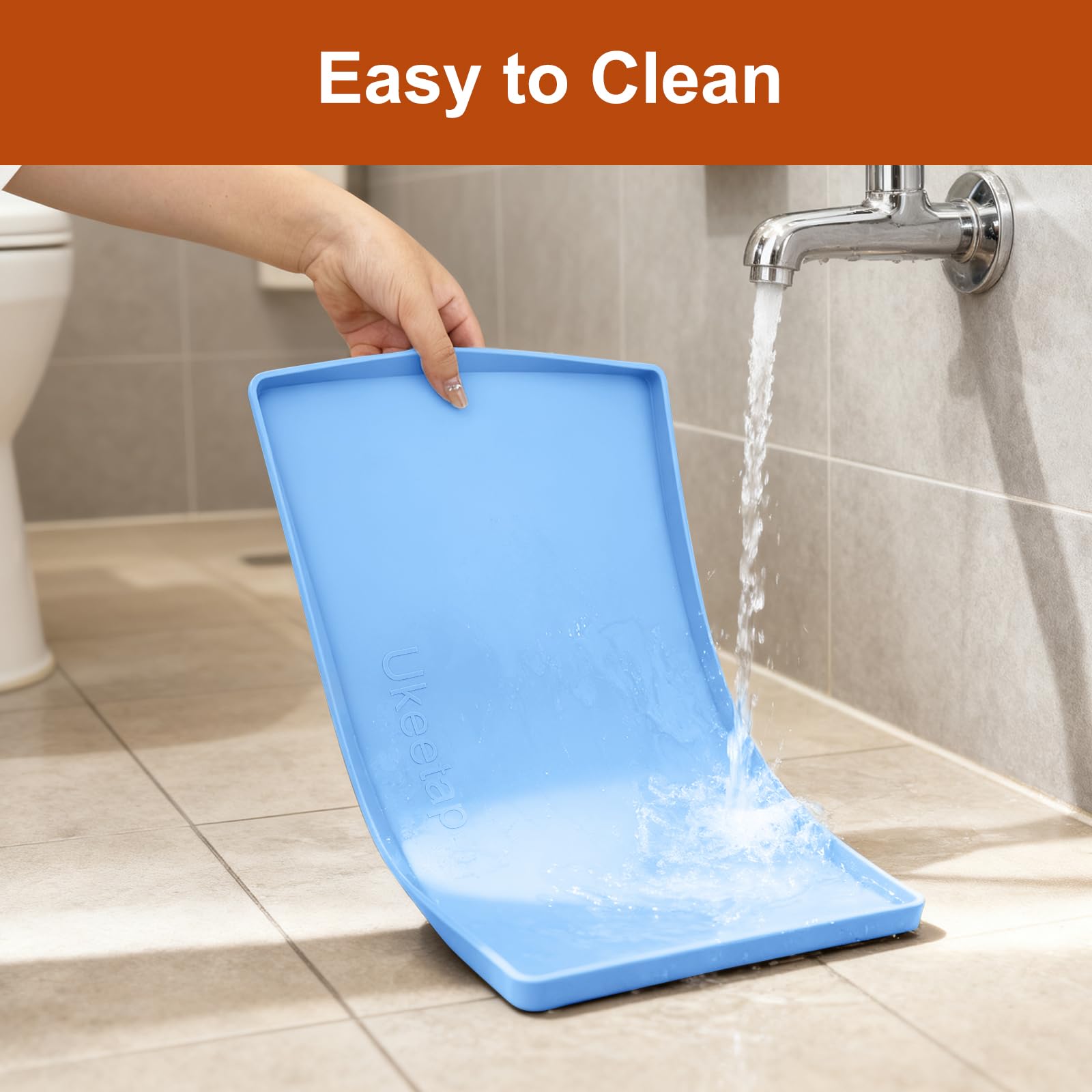 Extra Thick Silicone Mat Waterproof with Raised Edge 34" x 22", Under Sink Mat for Kitchen & Bathroom, Kitchen Cabinet Liner, Multi-Purpose for Storage & Protection, Gray