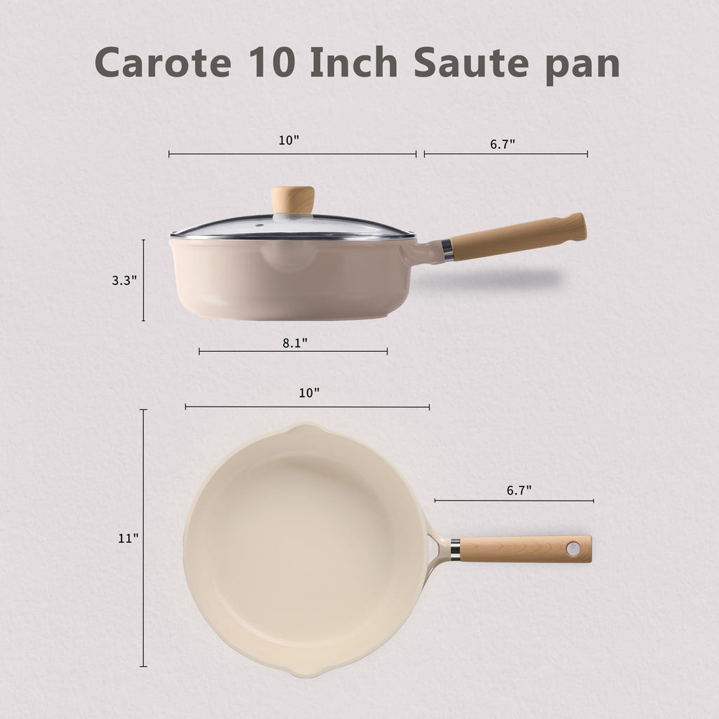 CAROTE Nonstick Frying Pan Skillet,Non Stick Granite Fry Pan Egg Pan Omelet Pans, Stone Cookware Chef's Pan, PFOA Free,Induction Compatible(Classic Granite, 8-Inch)