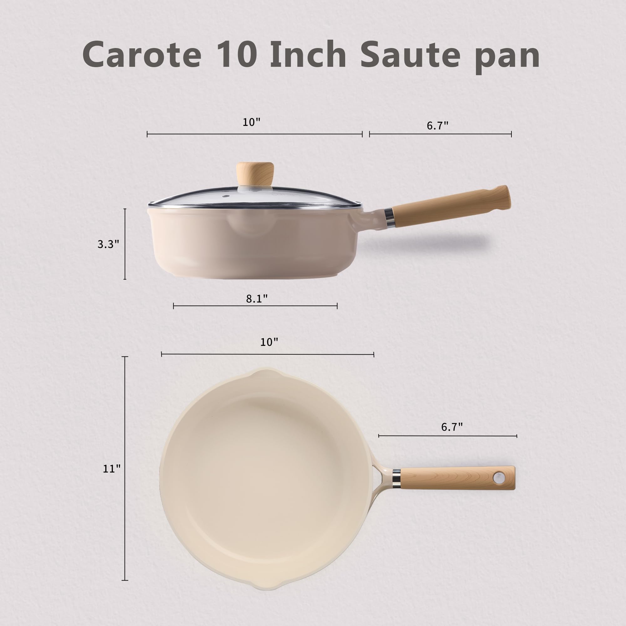 CAROTE Nonstick Frying Pan Skillet,Non Stick Granite Fry Pan Egg Pan Omelet Pans, Stone Cookware Chef's Pan, PFOA Free,Induction Compatible(Classic Granite, 8-Inch)