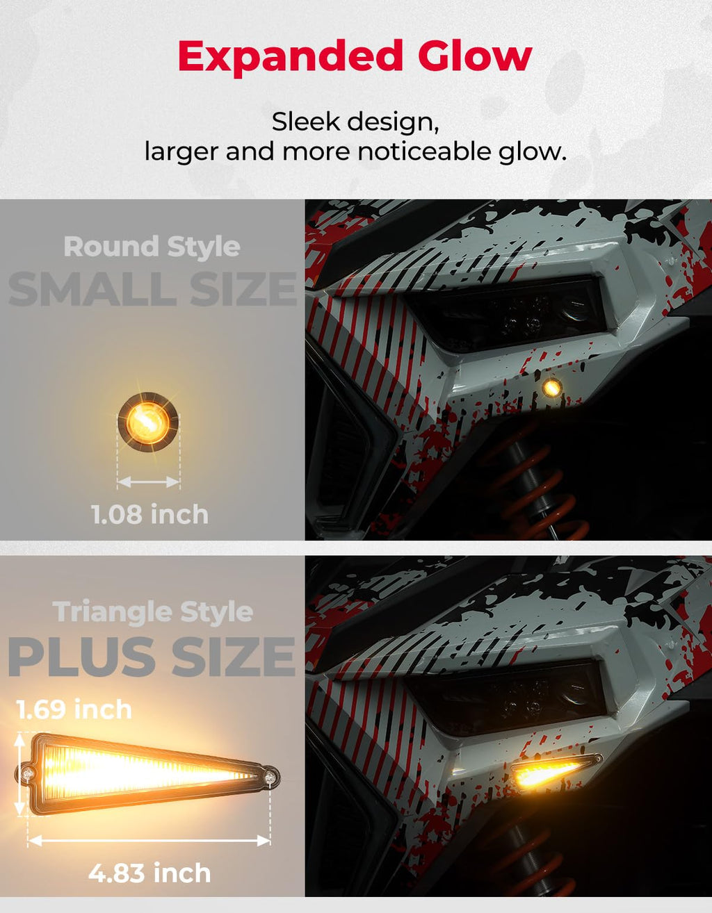 KEMIMOTO UTV Turn Signal Kit with 110D Horn, Pre-Wired, Plug and Play UTV ATV Blinker with Rocker Switch, Triangle Universal Street Legal Turn Signals Compatible with Polaris, Can-Am, Teryx, CFMOTO