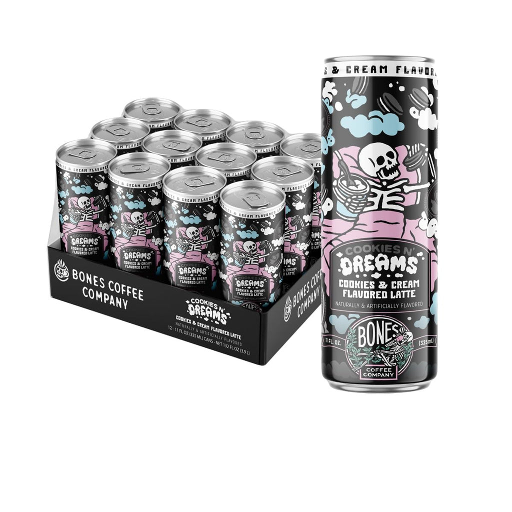 Bones Coffee Company S'mores Iced Coffee Latte - S'mores Flavored Canned Coffee Drink - 12 Pack Cans - 11 Oz Each