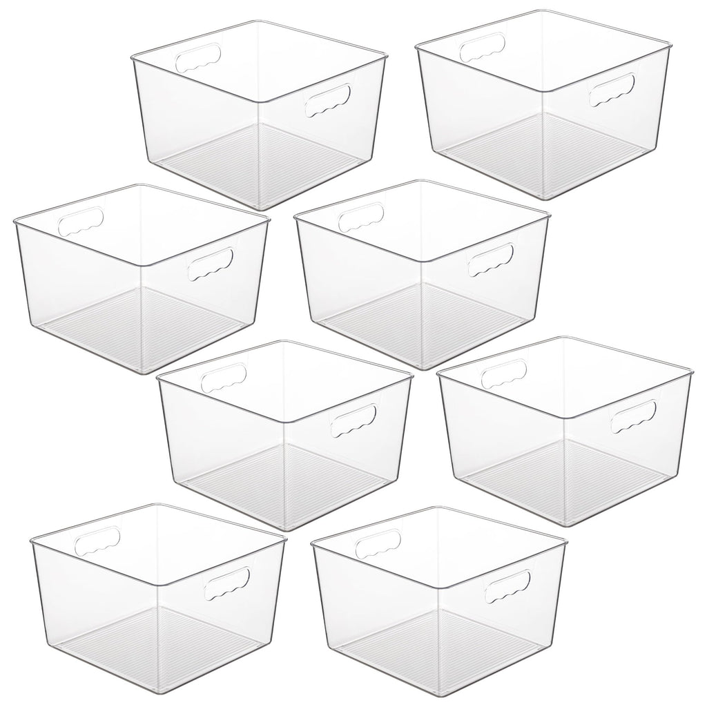 Vtopmart 4 Pack Extra Large Clear Plastic Storage Bins,11x11 Cube Acrylic Organizer Square Containers with Handle for Pantry,Closet,LaundryRoom,Kitchen,Bathroom,UnderSink Organization