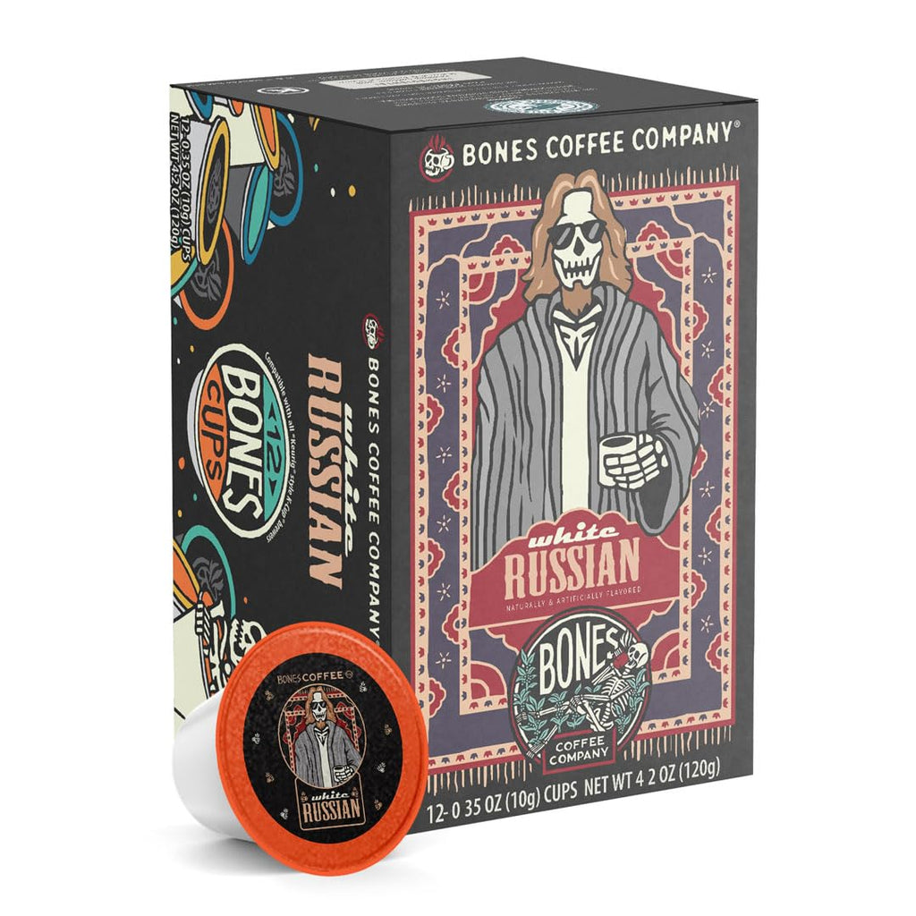 Bones Coffee Company Flavored Coffee Bones Cups Highland Grog Butterscotch Caramel | 12ct Single-Serve Coffee Pods Compatible with Keurig 1.0 & 2.0 Keurig Coffee Maker