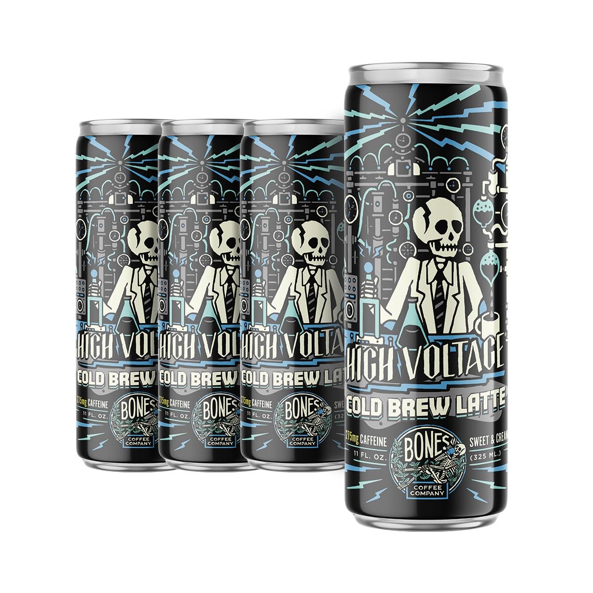 Bones Coffee Company S'mores Iced Coffee Latte - S'mores Flavored Canned Coffee Drink - 12 Pack Cans - 11 Oz Each