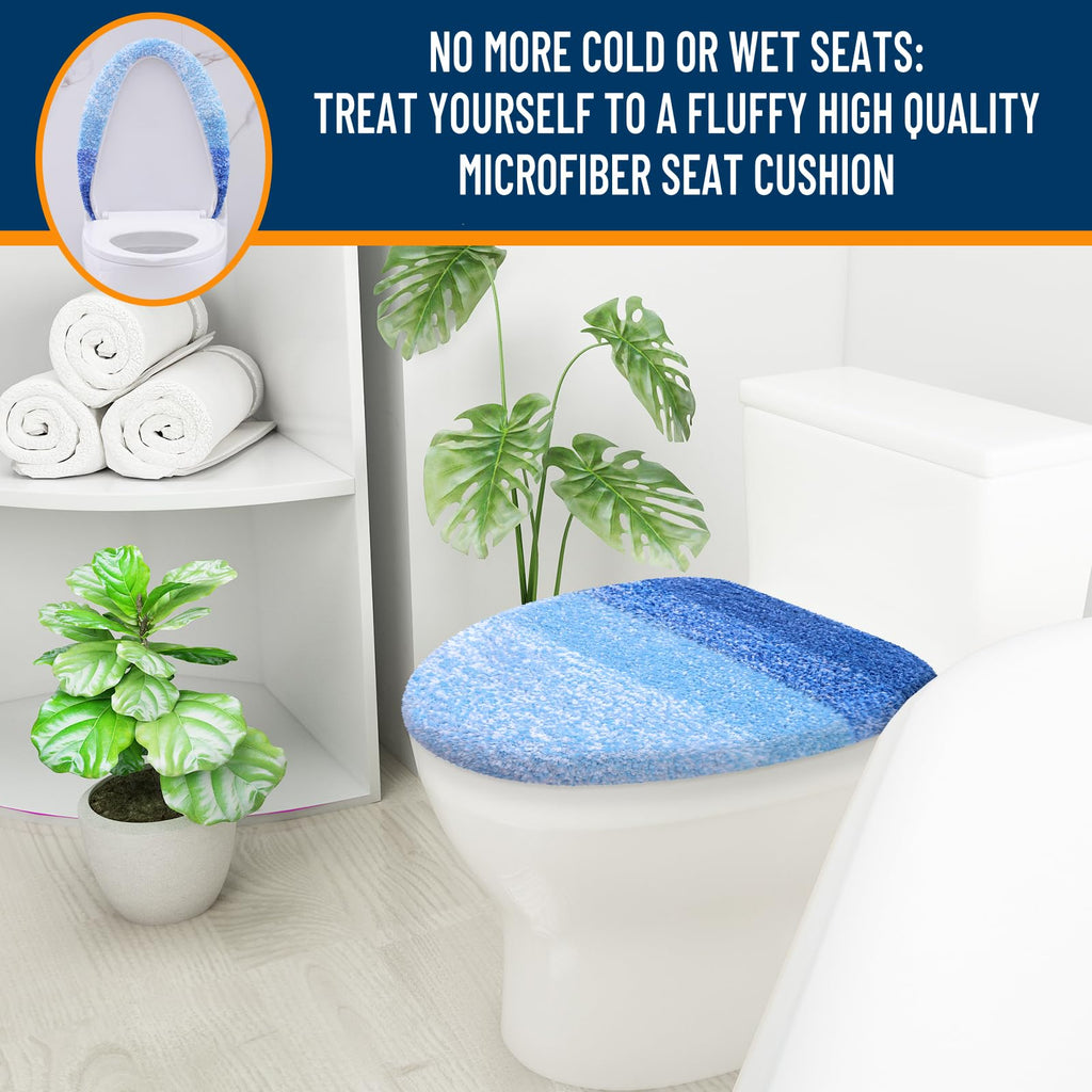 OLANLY Soft Microfiber Bathroom Toilet Lid Cover, Machine Washable Seat Covers, 17.5x15, Stays in Place Rubber Backing, Fits Most Round, Elongated and Oblong Lids, Accessories Decor, Gray
