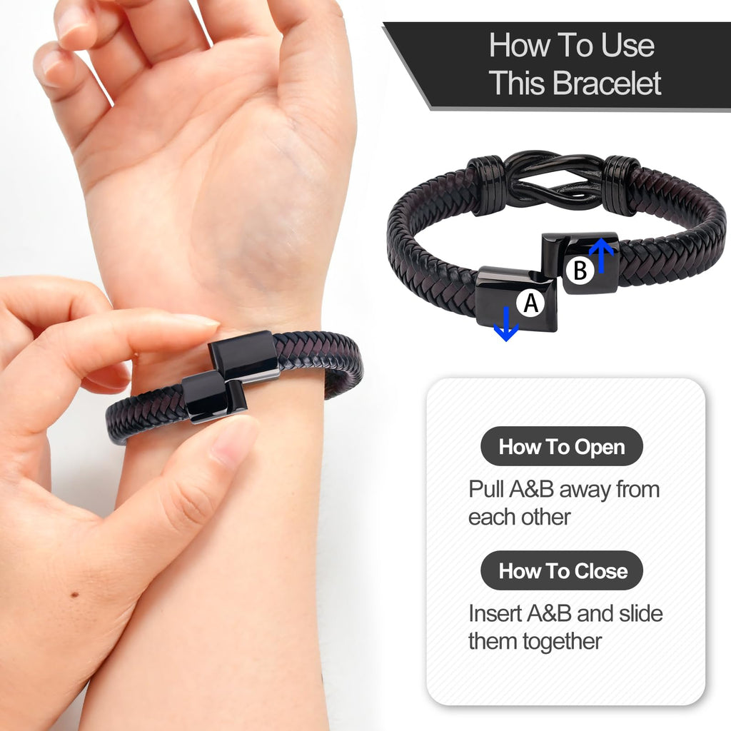 Bracelets Gifts for Men: Valentines Day Gifts for Him Leather Couples Bracelets Anniversary Romantic Gifts for Boyfriend Husband from Wife Valentine's Birthday Christmas