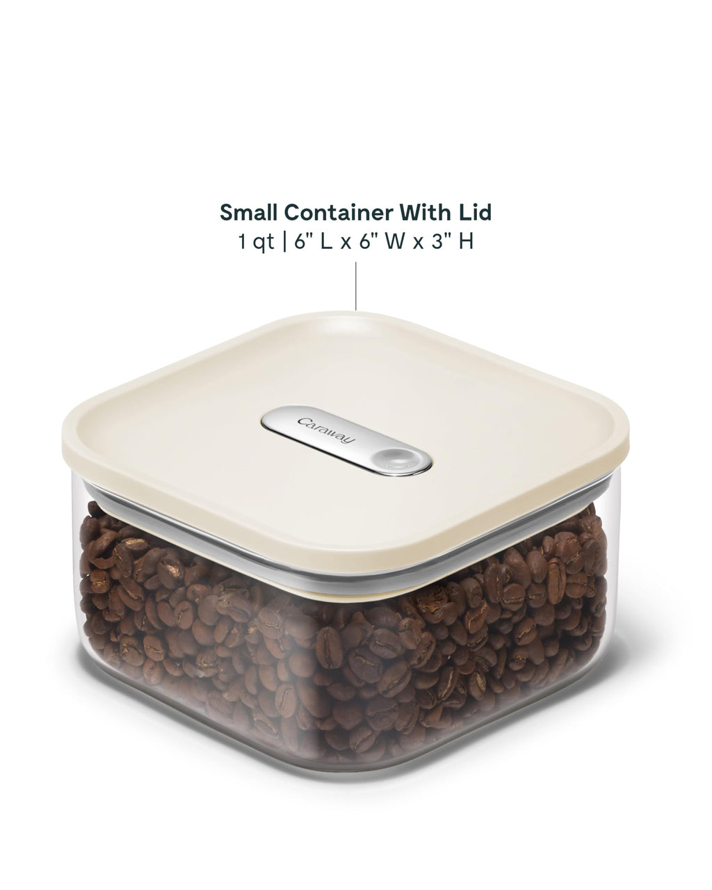 Caraway 4qt Glass Airtight Food Storage Container with Lid – Non-Toxic, BPA-Free Kitchen Storage Container – Stackable, Space-Saving Airtight Container for Dry Goods and More - Cream