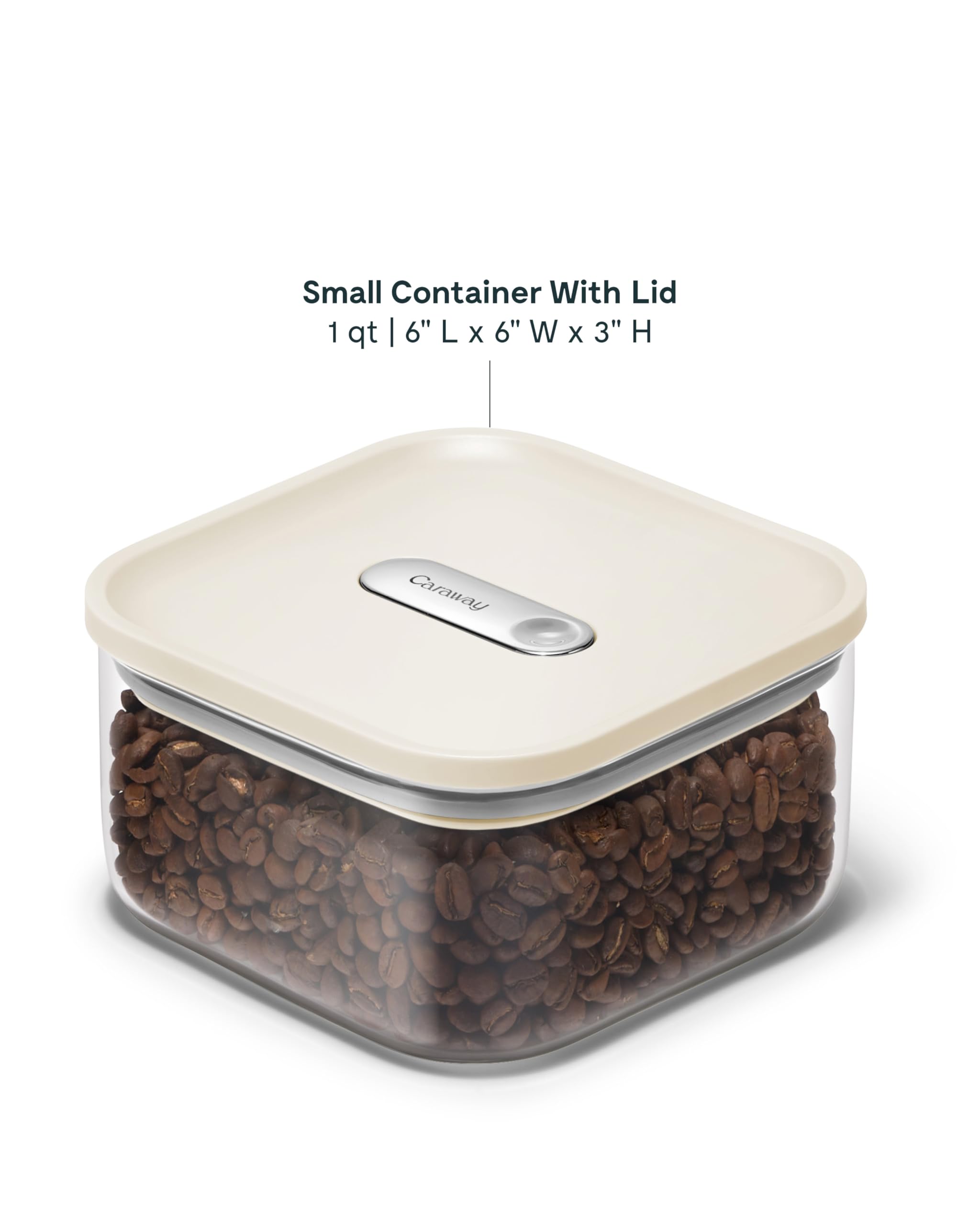 Caraway 4qt Glass Airtight Food Storage Container with Lid – Non-Toxic, BPA-Free Kitchen Storage Container – Stackable, Space-Saving Airtight Container for Dry Goods and More - Cream