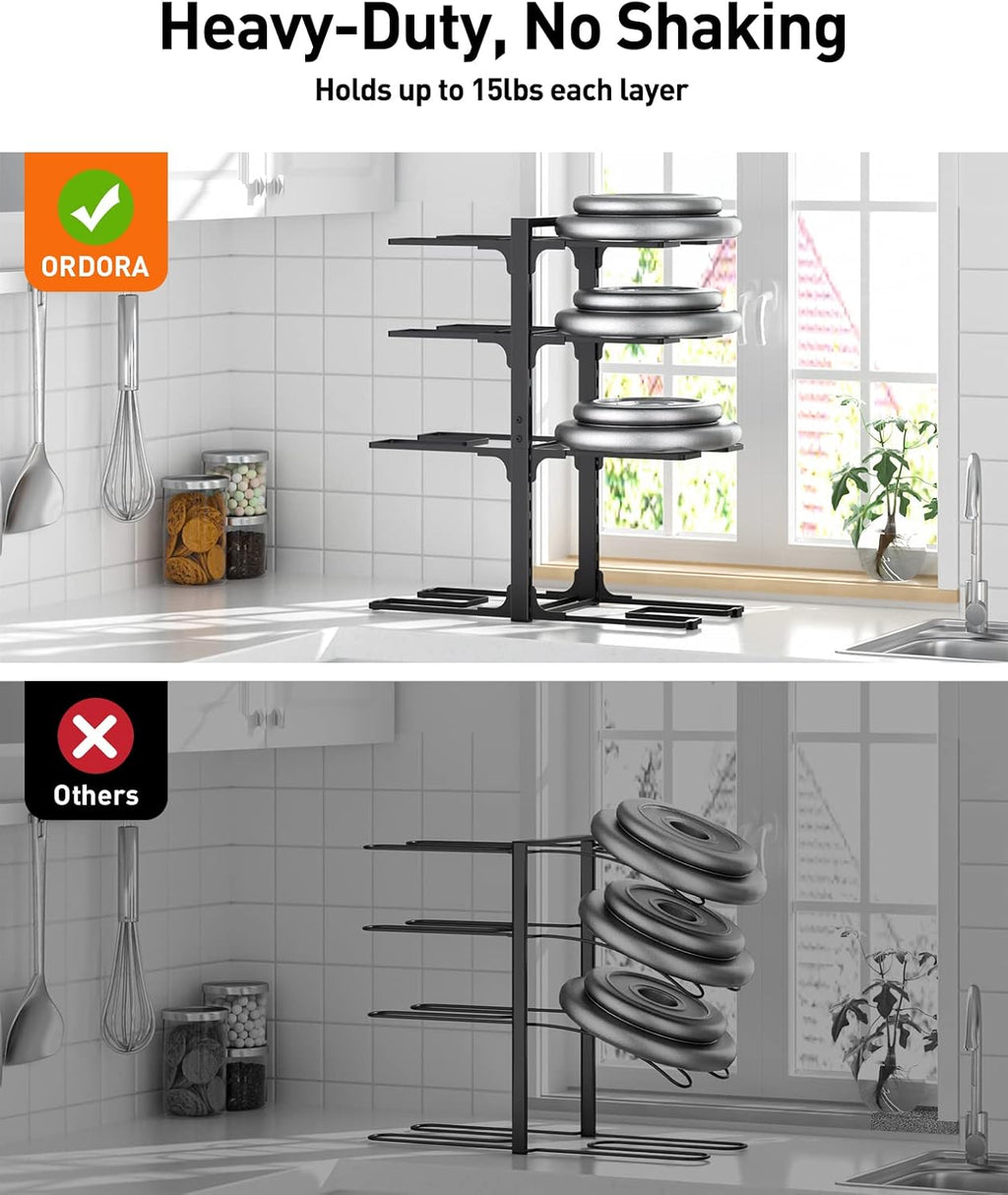 ORDORA Pots and Pans Organizer: Rack for Cabinet, 8-Tier Heavy Duty