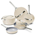 Caraway Non-stick Ceramic Cookware Set (12 Piece) Pots, Pans, Lids and Kitchen Storage - PFAS & PFOA Free - Oven Safe Pan Set & Compatible with All Stovetops - Cream