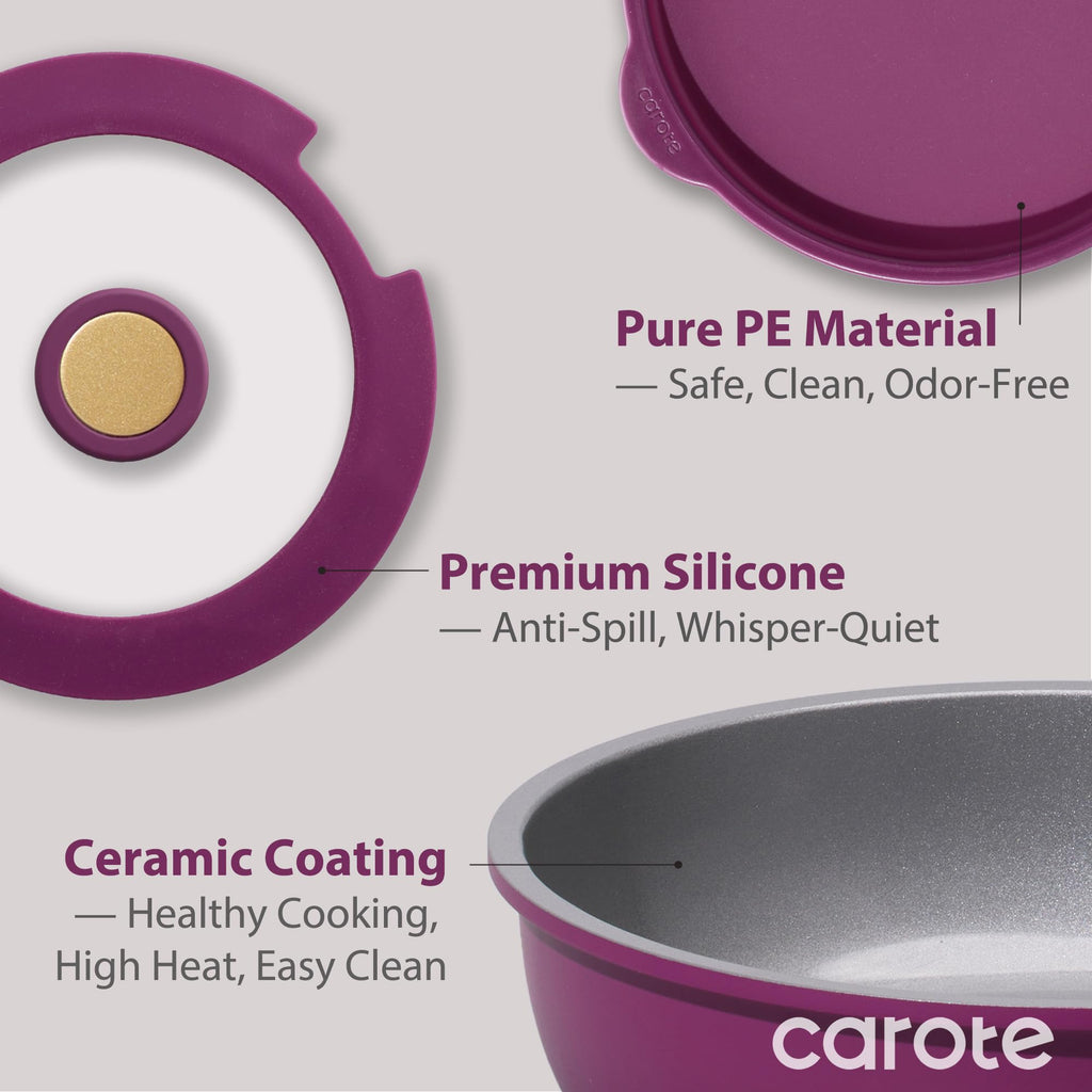 CAROTE 21pcs Pots and Pans Set, Nonstick Cookware Set Detachable Handle, Induction Kitchen Cookware Sets Non Stick with Removable Handle, RV Cookware Set, Gold and Purple