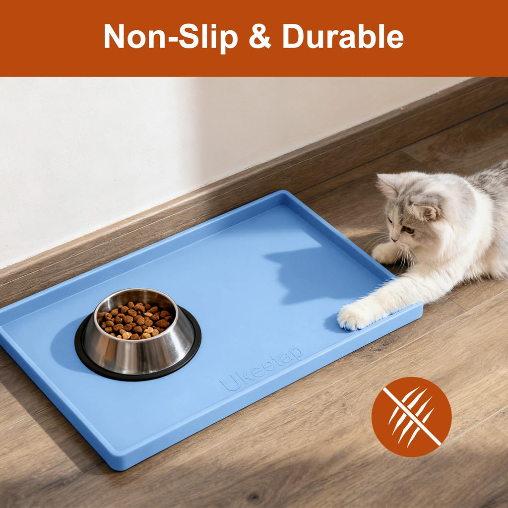 Extra Thick Silicone Mat Waterproof with Raised Edge 34" x 22", Under Sink Mat for Kitchen & Bathroom, Kitchen Cabinet Liner, Multi-Purpose for Storage & Protection, Gray