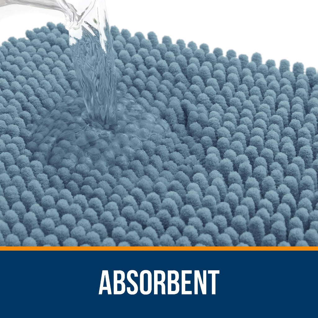 OLANLY Bathroom Rugs Sets 3 Piece, Soft Absorbent Chenille Bath Mats and U-Shaped Contour Toilet Rug, Quick Dry, Home Decor Accessories, Bath Mat Set for Bathroom (30"x20"+24"x16"+24"x20", Grey)