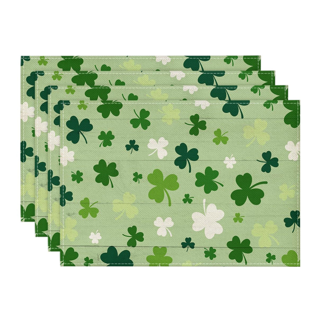 Artoid Mode Green Shamrock St. Patrick's Day Placemats Set of 4, 12x18 Inch Seasonal Spring Table Mats for Party Kitchen Dining Decoration