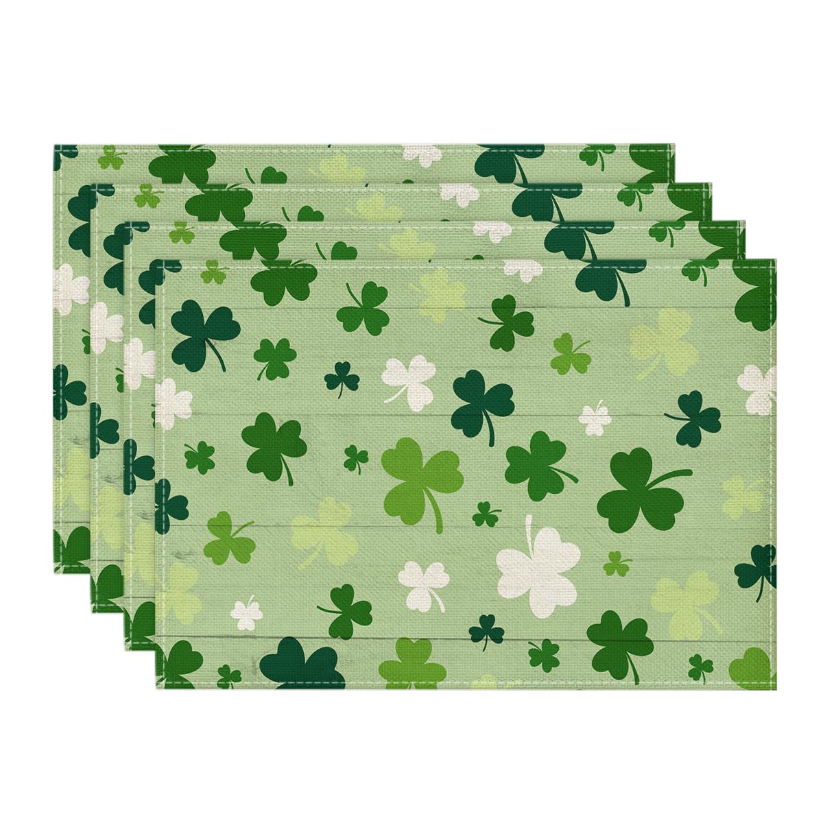 Artoid Mode Green Shamrock St. Patrick's Day Placemats Set of 4, 12x18 Inch Seasonal Spring Table Mats for Party Kitchen Dining Decoration