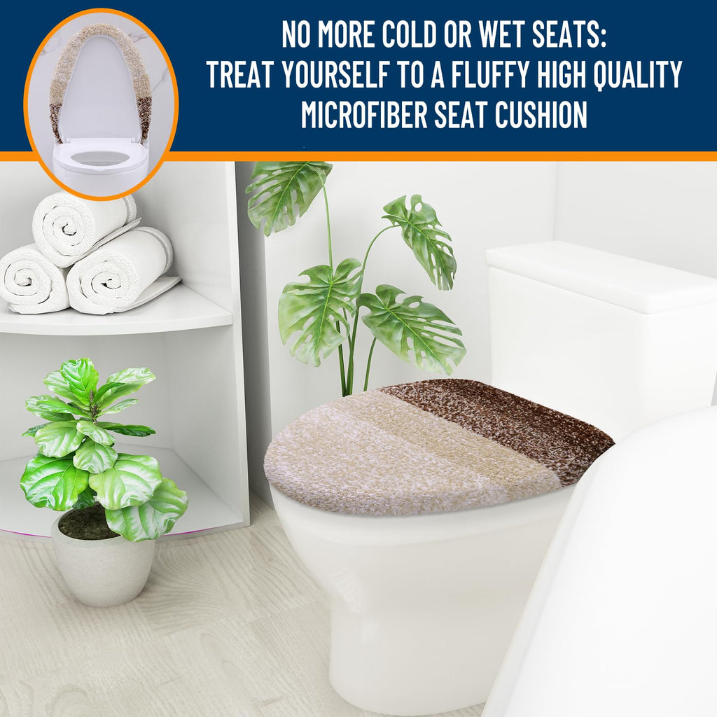 OLANLY Soft Microfiber Bathroom Toilet Lid Cover, Machine Washable Seat Covers, 17.5x15, Stays in Place Rubber Backing, Fits Most Round, Elongated and Oblong Lids, Accessories Decor, Gray