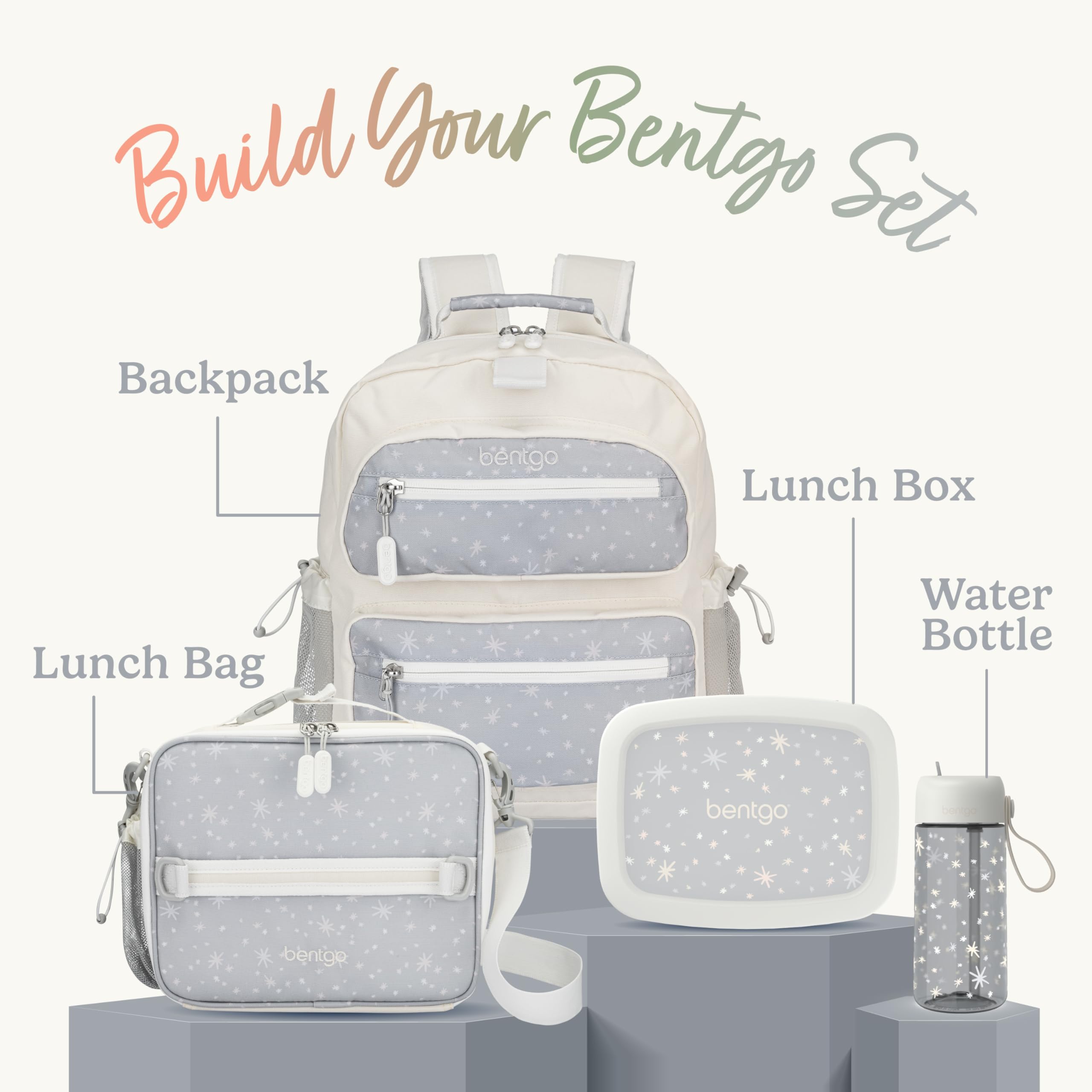 Bentgo Kids Backpack - Lightweight 14” Backpack in Fun Prints for School, Travel, & Daycare, Ideal for Ages 4+, Roomy Interior, Durable & Water-Resistant Fabric, & Loop for Lunch Bag (Trucks)