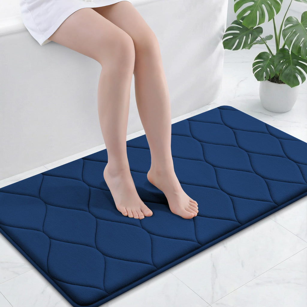Smiry Memory Foam Bath Mat 30''x20'', Ultra Soft Non-Slip Bathroom Rug, Plush Water Absorbent Quick Dry and Machine Washable Floor Mat for Shower, Tub & Home Decor, Grey