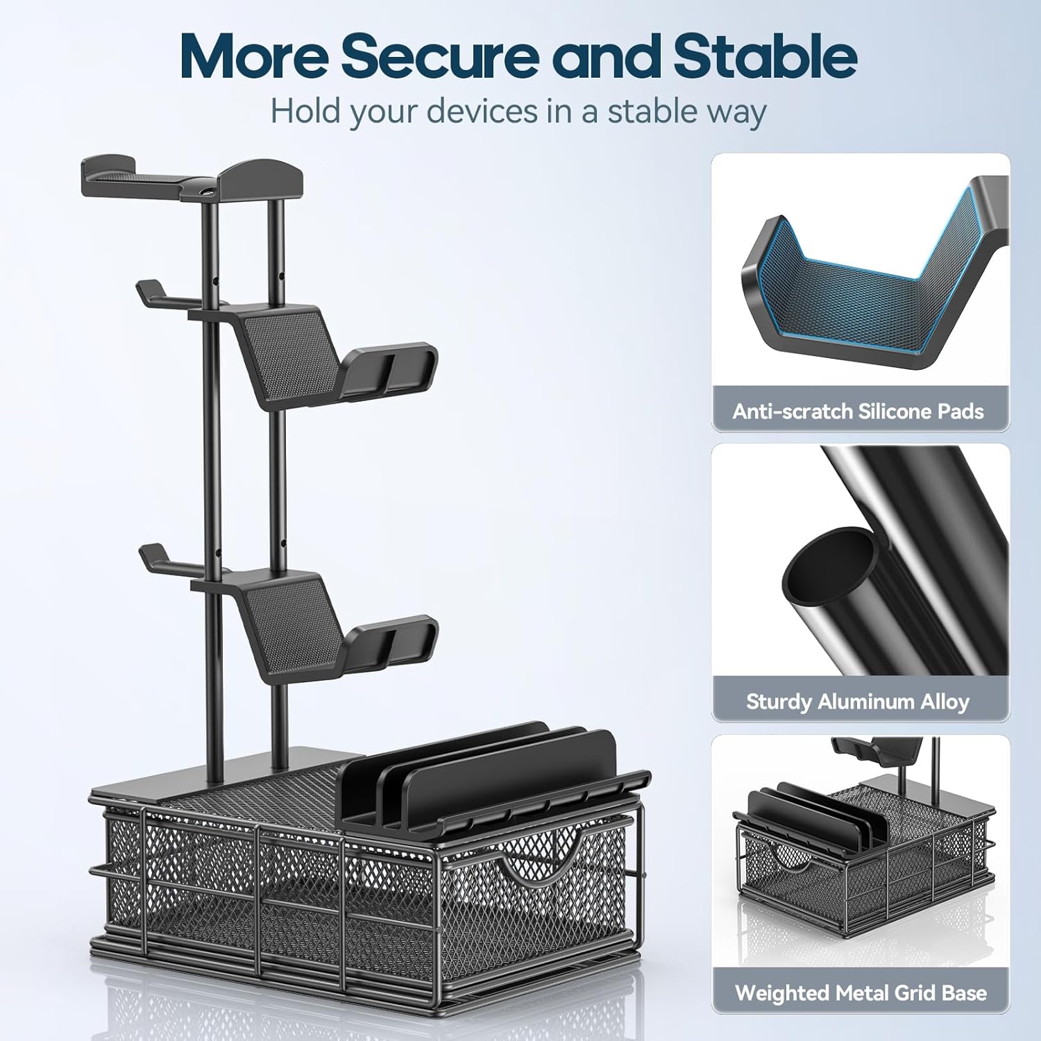 KDD Headphone Stand with USB Charger & Controller Stand for Desk with Drawer
