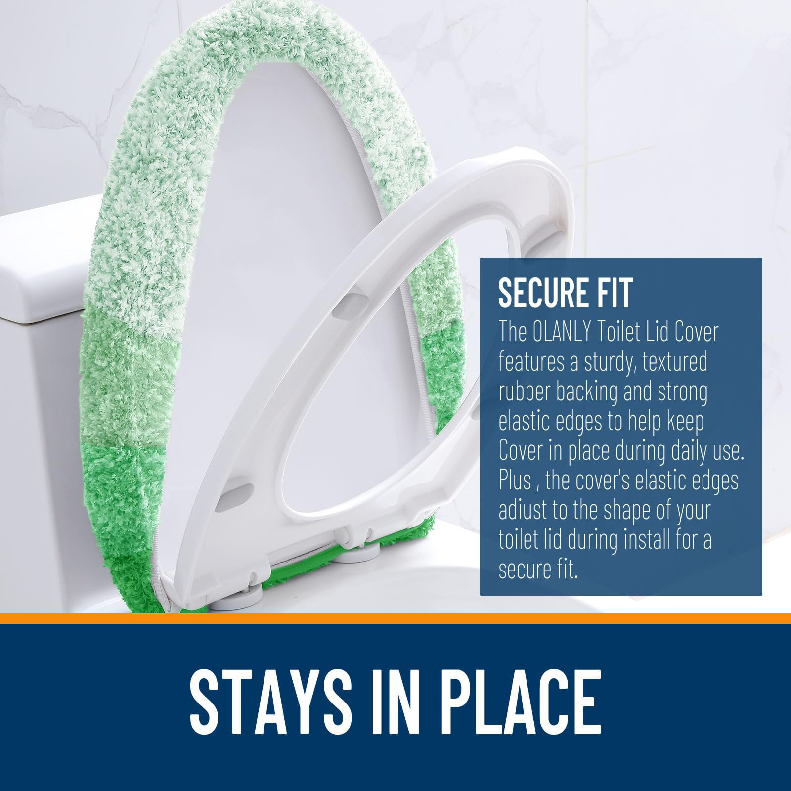 OLANLY Soft Microfiber Bathroom Toilet Lid Cover, Machine Washable Seat Covers, 17.5x15, Stays in Place Rubber Backing, Fits Most Round, Elongated and Oblong Lids, Accessories Decor, Gray