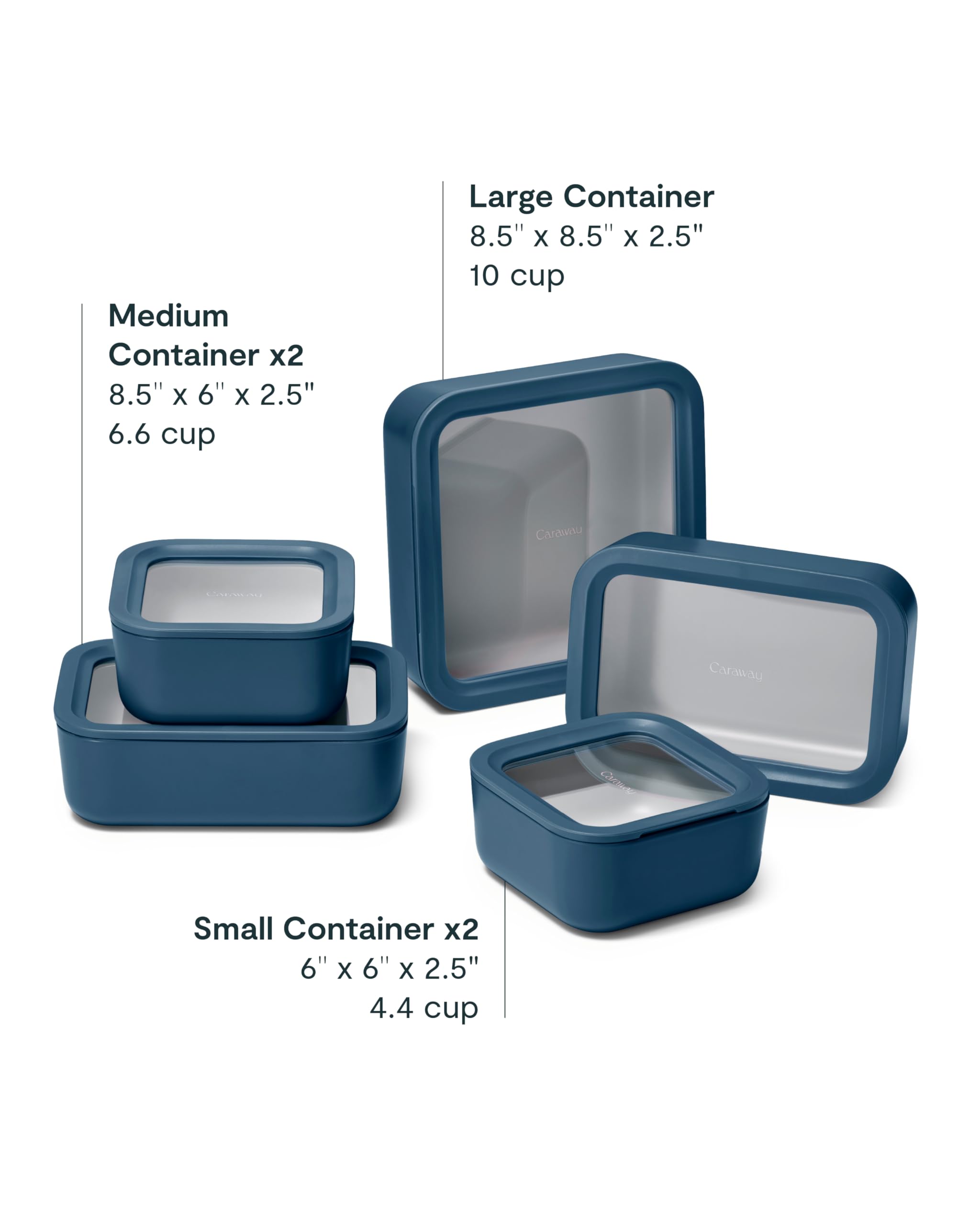 Caraway 13pc Glass Food Storage Container Set - Easy to Store, Non Toxic Lunch Box - with Glass Lids - Includes Storage Organizer - Cream