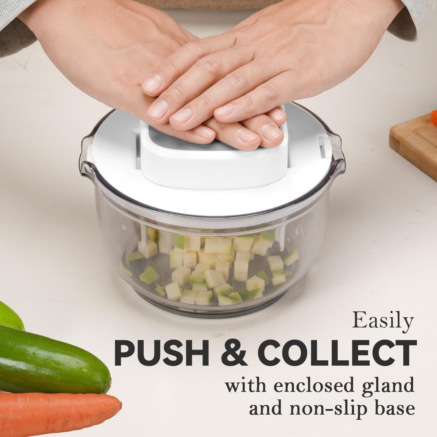 KEOUKE Multifunctional Vegetable Chopper White - 3 Interchangeable Blades Potato French Fry Cutter with Container & Storage Box Food Chopper Dicer for Cucumber, Tomato, Carrot, Onion