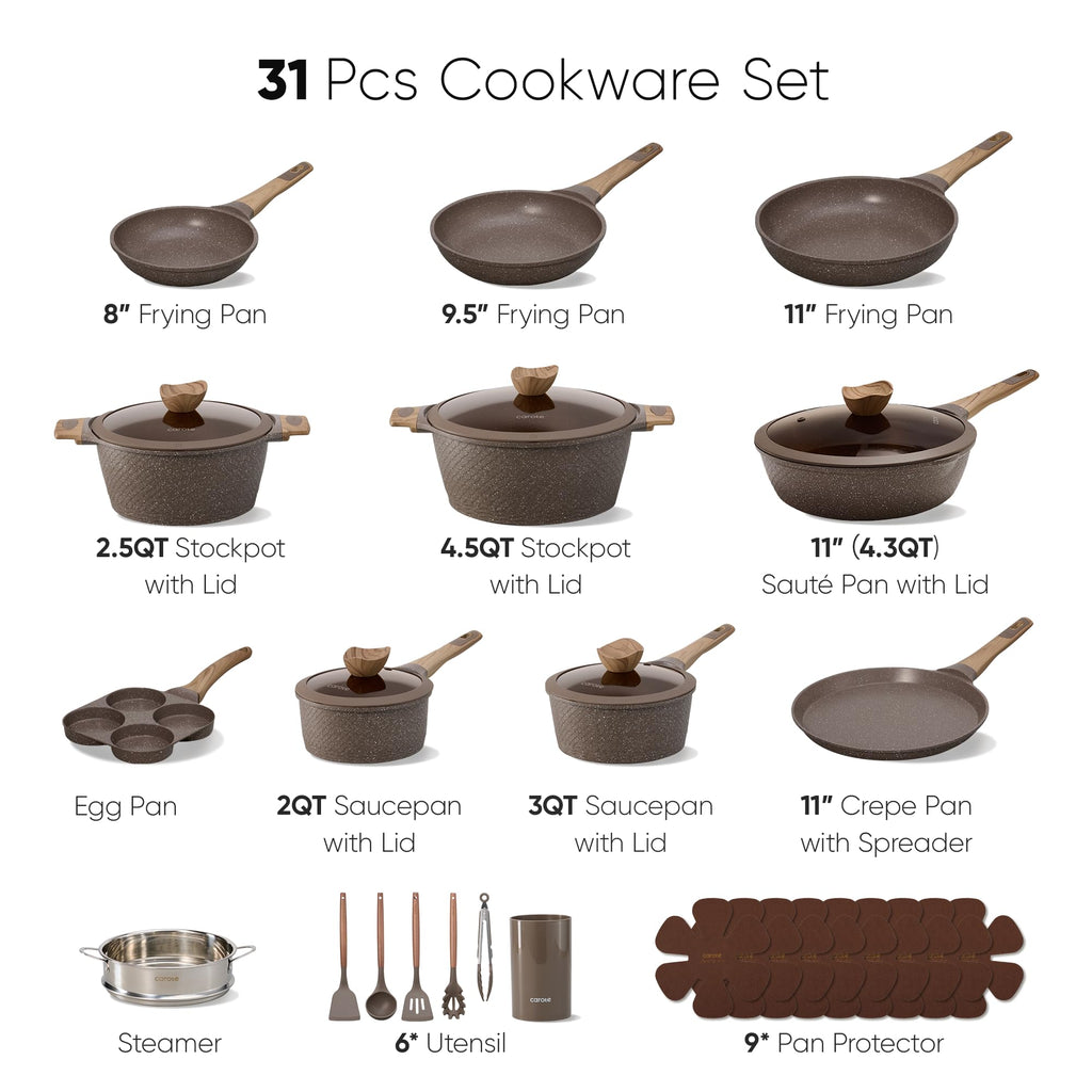 CAROTE 26PCS Pots and Pans Set Non Stick, Cookware Set Pots and Pans Induction Cook Ware, Nonstick Kitchen Cooking, PFOA Free