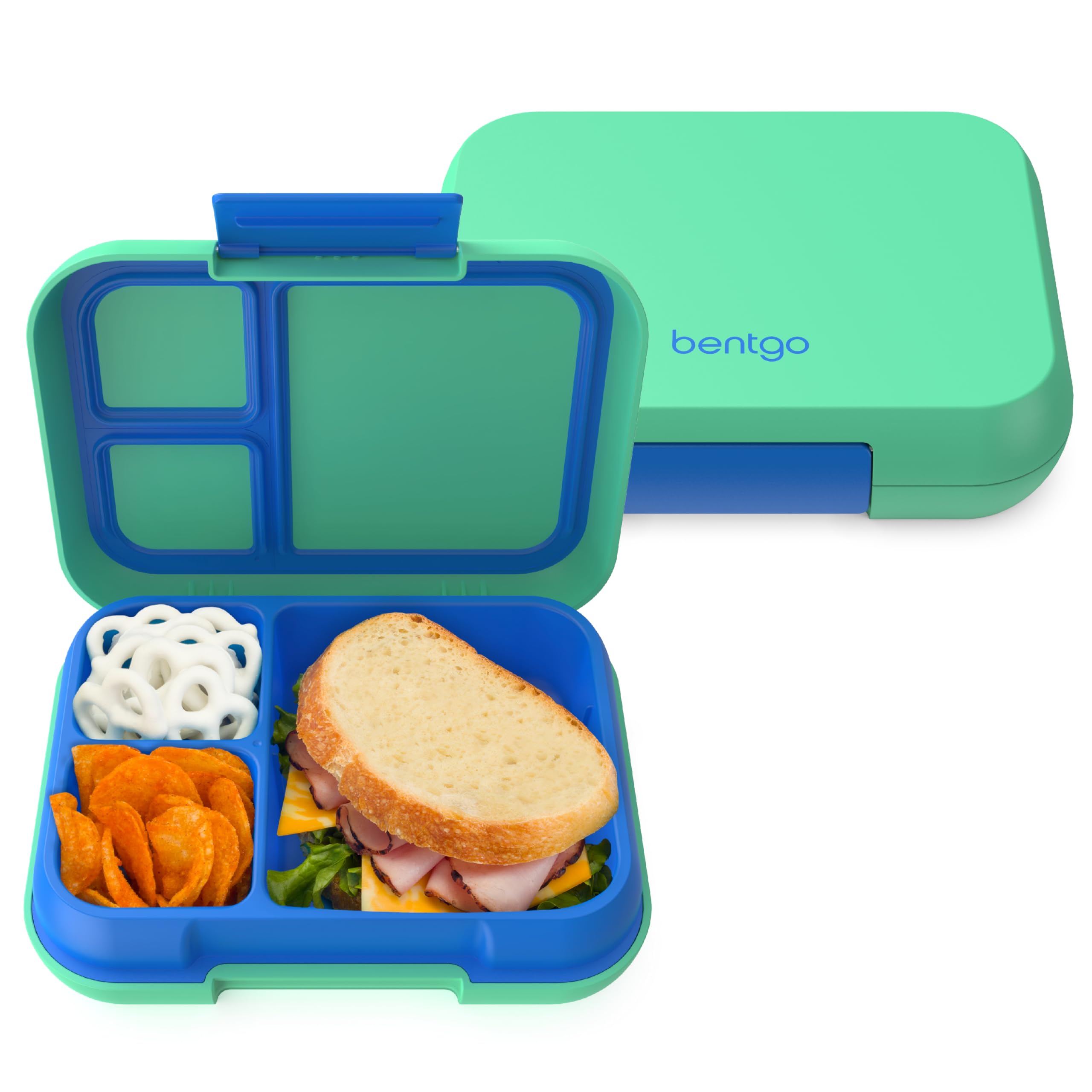 Bentgo Pop - Leak-Proof Lunch Box & Removable Divider for Ages 8+ & Teens - Lunch Container Holds 5 Cups of Food; 3-4 Compartments; Microwave/Dishwasher Safe; 2 Year Warranty (Navy Blue/Chartreuse)