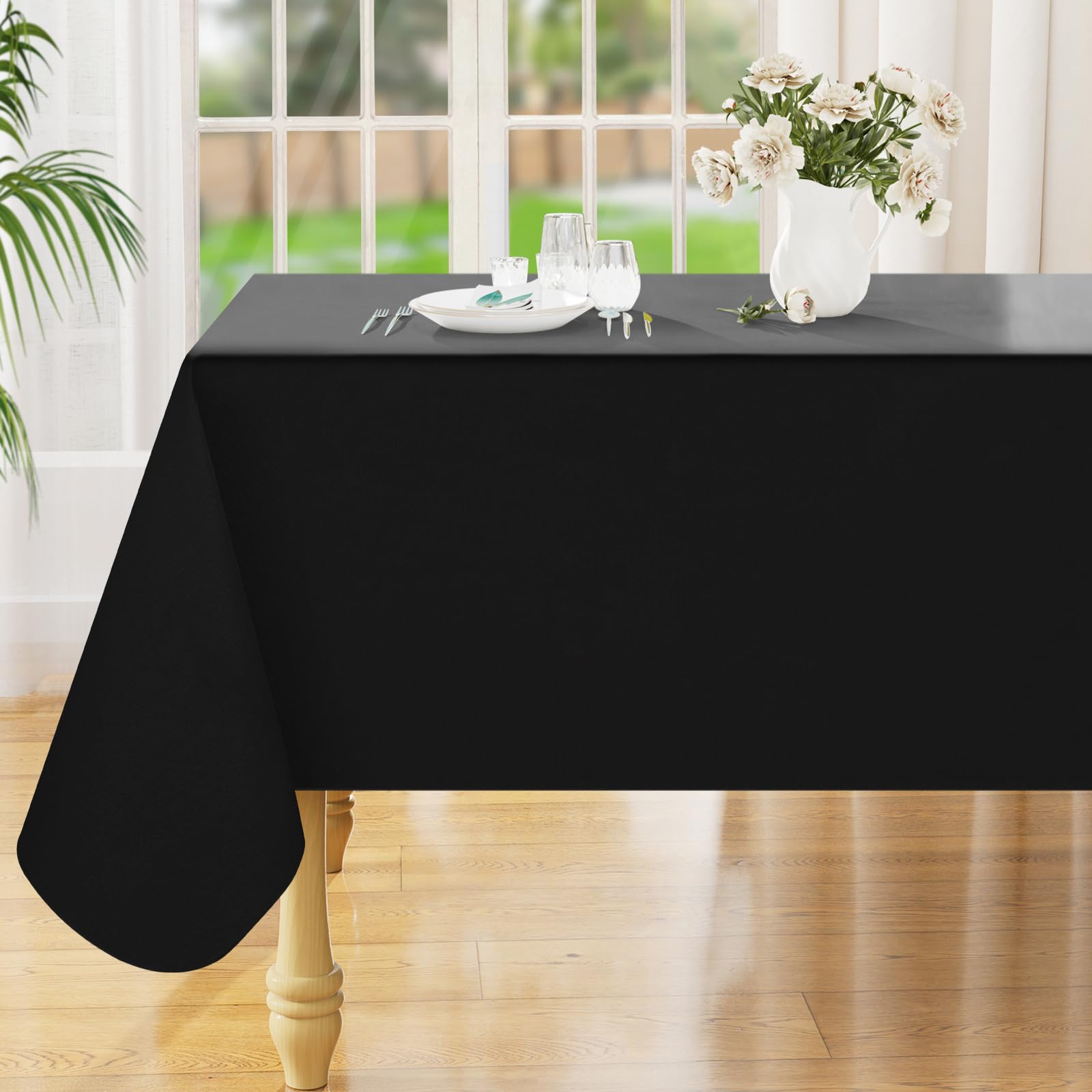 Smiry Rectangle Table Cloth 60x84 Inch, Waterproof Wipeable Vinyl Tablecloths Protector, Oil Spill Proof Plastic Table Cover for Dining, Picnic, Camping, Outdoor, Clear