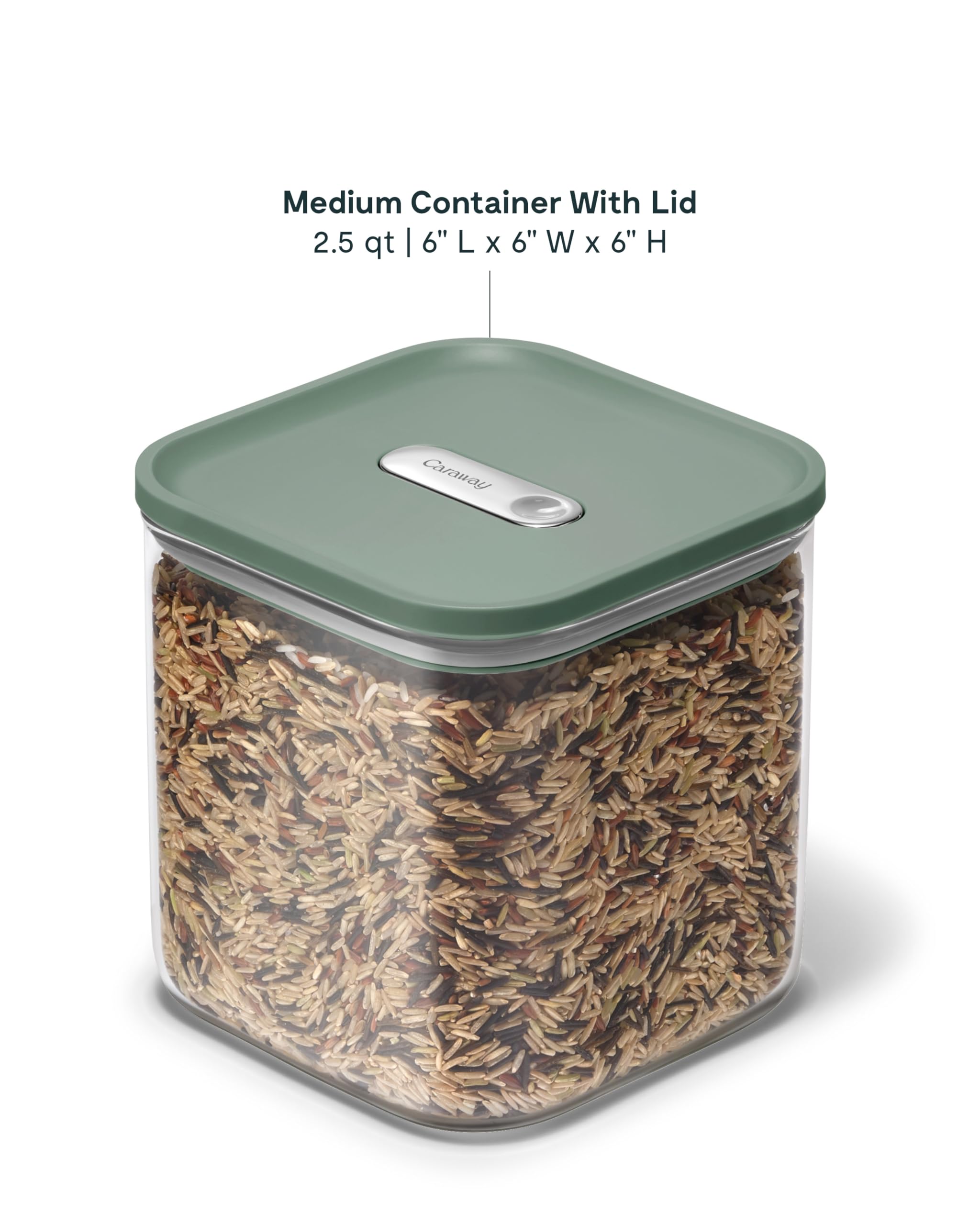 Caraway 4qt Glass Airtight Food Storage Container with Lid – Non-Toxic, BPA-Free Kitchen Storage Container – Stackable, Space-Saving Airtight Container for Dry Goods and More - Cream